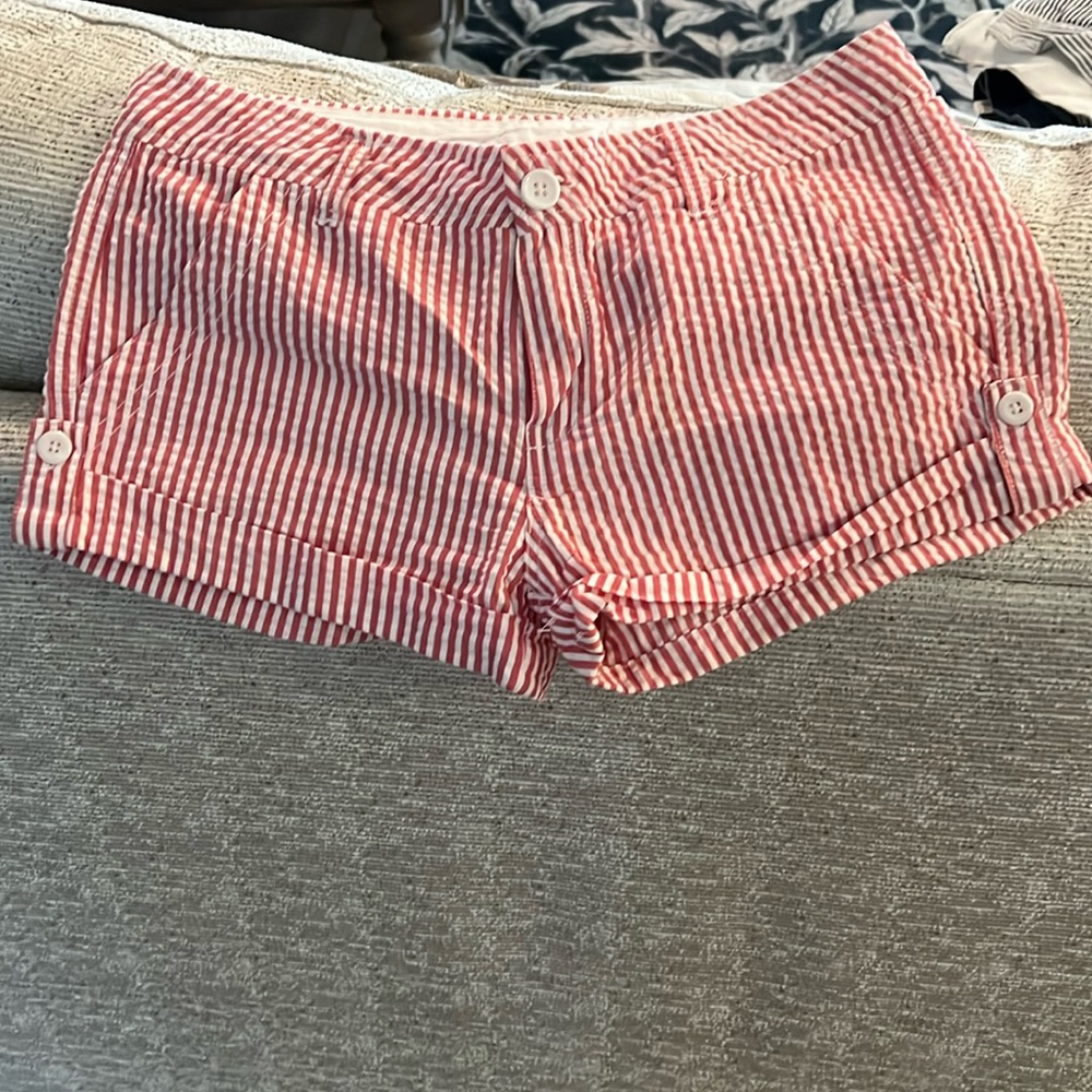 Pink seersucker shorts